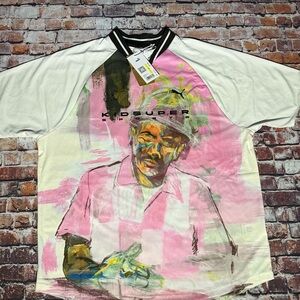 Puma Men's Pink and White Graphic Tee